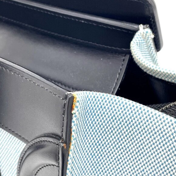 CELINE 167792 Luggage micro Shopper Hand Bag Leather/Canvas Blue x Black - Picture 9 of 13